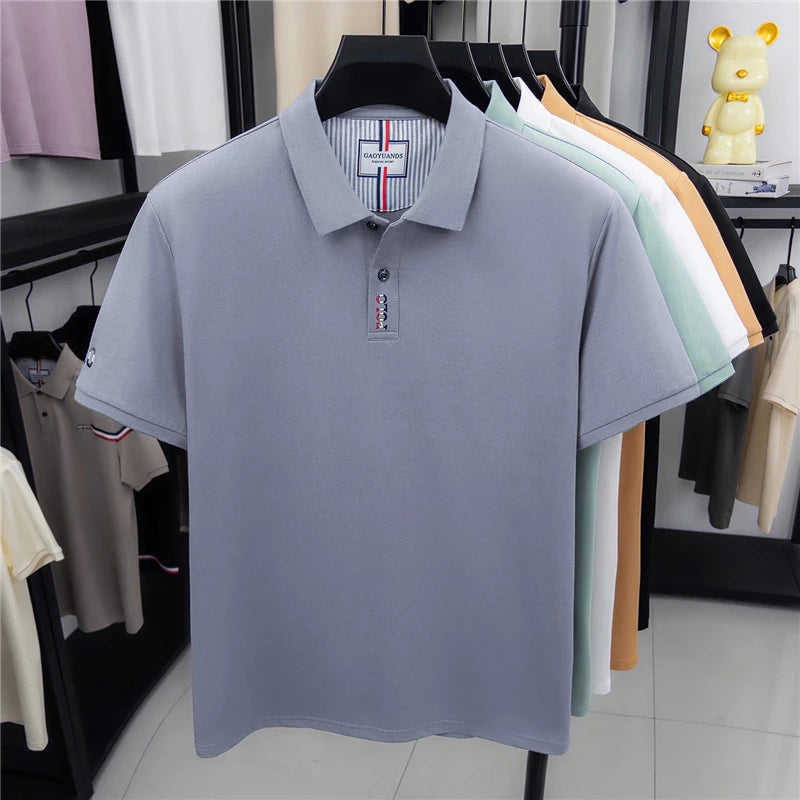 Men's Embroid Solid Color Cotton Polo Shirt Luxury Brand Summer Casual Comfort Lapel T-shirt Trendy Business Casual Men's Wear