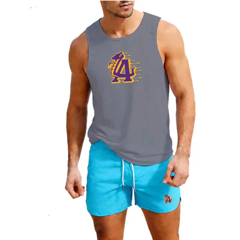Fitness loose men tank top  sleeveless t-shirt fitness clothes basketball training vest men sport under men's suit