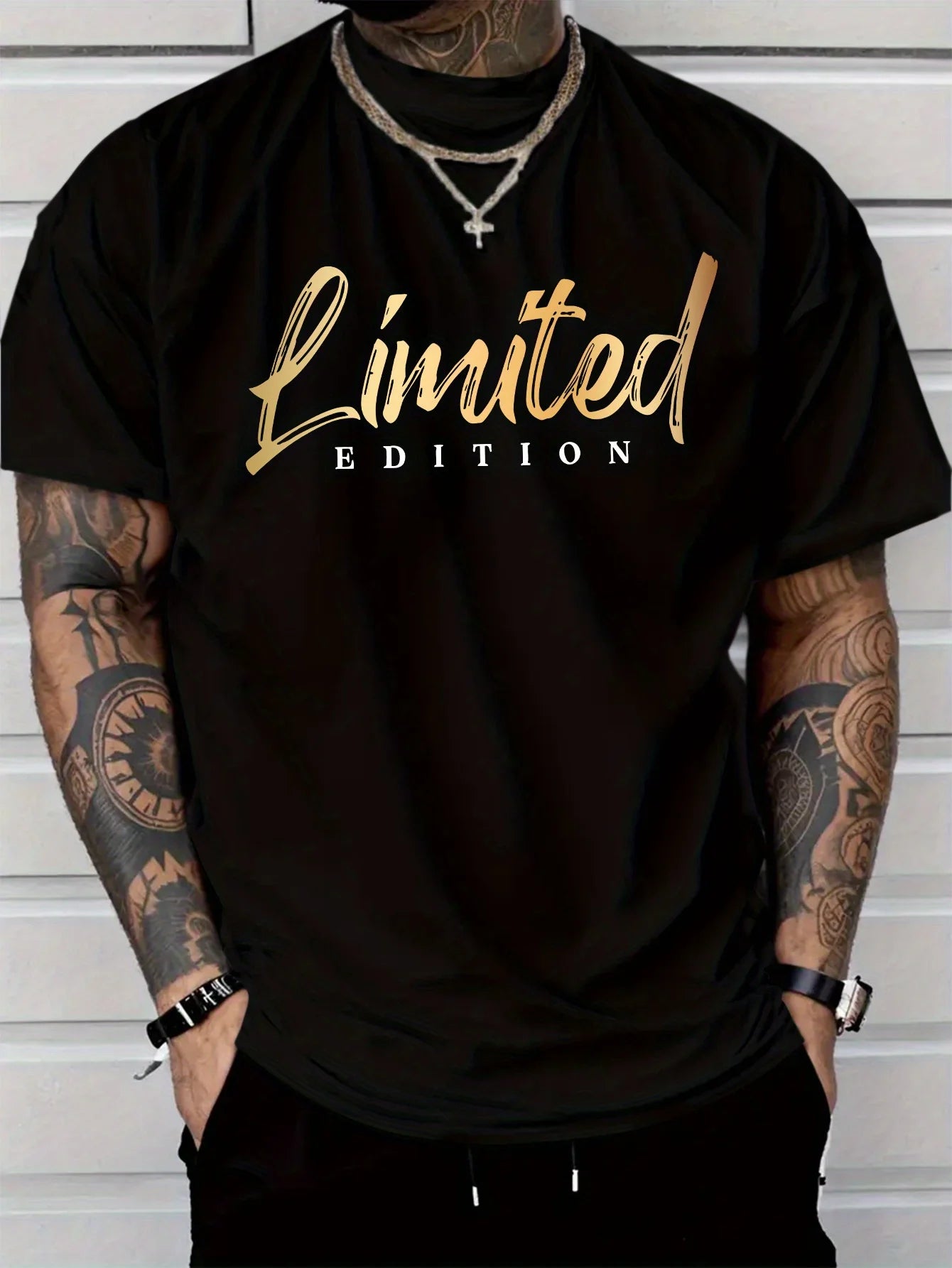 Men's Casual Fashion Style Short Sleeve T-Shirt with Limited Edition Letter Print